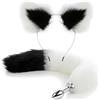 Peadxuno Plug anale Coda di volpe con fascia per orecchie di gatto 2 pezzi/set, Plug anale sessuale per coda di ano Gioco cosplay Giocattolo del sesso per donne Uomini