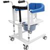 Dekltus Sollevatore idraulico per pazienti, con apertura a 180°, regolabile in altezza (42-61 cm), con 4 ruote universali e vasino portatile per casa e ospedale, fino a 90 kg (blu)