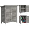 Outsunny Armadio da Giardino in Legno di Abete, Casetta Attrezzi Giardino con Porte a Persiana, Tetto Inclinato Asfalto, 2 Ripiani, Capanno Porta Attrezzi per Esterno, 87x46.5x96.5cm, Grigio