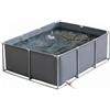 uofgcru Stagno per Pesci in Tela di PVC con Telaio in Acciaio, Laghetto for Pesci Stereo con Supporto, Grande Piscina Rettangolare Fuori Terra, Serbatoio dell'Acqua Pieghevole(1.5×1×0.7m - Grigio)