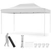 COSTWAY Gazebo Pop-up Pieghevole 3 x 4,5 m, Gazebo da Giardino Impermeabile Altezza Regolabile con Fori di Drenaggio, Tenda da Giardino Antivento con Borsa di Trasporto a Ruote (Beige)