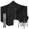 RAY BOT. Gazebo pieghevole 3x3 in alluminio con pali esagonali da 45mm e tessuto impermeabile. Linea professionale (Con Teli Laterali, Nero)
