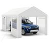 SOARS Tenda Garage Auto Esterno, Tettoia per Auto con Telaio in Metallo, Copertura in PE Resistente alle Intemperie, Capanno Giardino per Vehicolo, Bici, Moto, Attrezzi (Bianco, 305 x 586 x 280 cm)