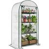 Outsunny Serra da Balcone a 4 Ripiani con Porta Avvolgibile, Serra per Orto con Struttura in Acciaio e Copertura PE, per Piante Orto Verdure Fiori Frutta, Anti UV, 80x50x160 cm, Bianco