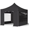 TOOLPORT 3x3m Gazebo Pieghevole PES 800 con Laterali (finestre panoramiche), Professional 40mm Alluminio, Nero