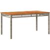 vidaXL Tavolo da Giardino Grigio 140x80x75cm Polyrattan e Legno Acacia
