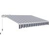 Outsunny Tenda da Sole 4x2.5 m con Braccio Avvolgibile, Tenda Parasole da Esterno a Manovella in Alluminio e Tessuto Poliestere 280g/㎡, Protezione UV, per Giardino, Balcone e Terrazza, Blu e Bianco