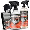 bio-chem - Set di 4 Prodotti per Pulizia del Barbecue - Detergente Resina Barbecue, Grill, Forno, plancha - Prodotto per la Cura dell'inox - Panno e Spugna in Microfibra
