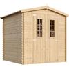 TIMBELA M343C+M343G Casetta da Giardino in Legno per Esterni CON PAVIMENTO TRATTATO - L216xL206xA218 cm/ 3.53 m2 - Piccola Casetta in Legno, Rimessa Attrezzi, Deposito Bici