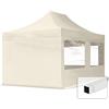 TOOLPORT Gazebo Pieghevole Giardino 3x4,5m - 4 Laterali (finestre panoramiche) Telo 700N Poliestere Idrorepellente Padiglione Mercati Sagre Crema