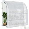 Outsunny Serra da Giardino Addossata 200x100x215cm a 3 Livelli, con 2 Porte Finestre Avvolgibili, Serra per Orto con Struttura in Acciaio e Copertura Plastica, per Orto Verdure Fiori, Bianco