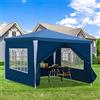 Daromigo Gazebo da giardino, impermeabile, 3 x 3 m, con pannelli laterali rimovibili e grandi finestre, protezione dai raggi UV, per esterni, giardino, feste, campeggio, blu