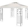GYMAX Gazebo da Esterno Impermeabile Tendone da Giardino per Campeggio, Copertura a Doppio Strato, (Non include il telaio), 300x300cm (Beige)