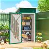 Outsunny Casetta da giardino per esterni 0,74 m², 107,5x91x185 cm, capanno da giardino in metallo con tetto inclinato, porta con serratura e prese d'aria per riporre gli attrezzi, verde