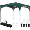 Outsunny Gazebo da Giardino Pop-up per 6-9 Persone, Gazebo 3x3m Pieghevole ad Altezza Regolabile con Borsa da Trasporto, in Metallo con Funi, Picchetti e Sacchi, 295x295x255 cm, Verde