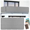 LIUNADM Tenda a Vela Rettangolare 60 x 250 cm Protezione UV Traspirante Telo Copri Ringhiera da Esterno con Occhielli e Fascette per Veranda, Terrazza, Grigio