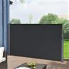 pro.tec Paravento Estraibile 180x300 cm Frangivento in Tessuto per Patio Giardino Schermo Solare Verticale Barriera Privacy - Nero