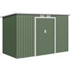 Outsunny Casetta da Giardino 3.2m² in Acciaio Zincato con Kit Fondazione, Prese d'Aria, Capanno Porta Attrezzi con Tetto Inclinato, Doppia Porta Scorrevole Bloccabile, Verde Chiaro