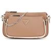 GUESS borsa a tracolla borsetta Noelle II Double Pouch Crossbody Bag Tan Multi grigio talpa