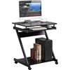 Techly 363661 Scrivania Compatta per Computer con Ripiano Estraibile per Tastiera Nero