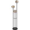 Globo Milley, lampada a stelo a 3 luci, con vetro fumé e anelli in ottone, diametro 43 cm