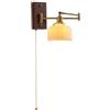 HMASNSEIY Lampada da parete con braccio oscillante in ottone, applique da parete in vetro plissettato vintage, applique da parete con catena, lampada da lettura in stile fattoria, lampada da parete in