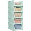 CTSNSLH Set di 5 contenitori portaoggetti pieghevoli per armadio, scatole impilabili, cassetti in plastica, per guardaroba, credenza, cucina, bagno e ufficio, verde, 5 pezzi