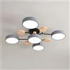 PTLYE Plafoniera a LED nordica Macaron Grigio 5 luci con Paralume Rotondo in Metallo a Semi-Incasso Lampadario Moderno in Acrilico per Camera da Letto