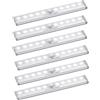 VYANLIGHT Set di 6 luci LED con sensore di movimento, 10 LED a batteria, da incollare ovunque, barra luminosa magnetica per sotto armadio, corridoio, scale, armadio, cucina,