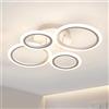 EFPD Moderna plafoniera LED Dimmerabile con telecomando 4 anelli 48W 4400LM per soggiorno, camera da letto, cucina, corridoio, balcone, plafoniera sala da pranzo, bianco, 3000-6500K