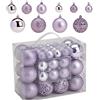 WOMAN Set di palline per albero di Natale in 14 colori natalizi - 50 e 100 palline di Natale viola chiaro in plastica - oro, argento, rosso e bronzo/rame Decorazione per albero di Natale