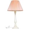 Ideacasa Lampada Grande da Tavolo Lume stelo in Legno Avorio - Paralume Tessuto Organza Rosa Salmone H 60 cm