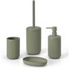 Inbagno Set Accessori Bagno Completo 4 Pezzi Verde Cannettato Con Dispenser, Porta Spazzolini, Porta Saponetta E Portascopino - Linea Arizona