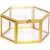 PuntoCasaStore Golden Box Scatola Quadrata Esagonale in Vetro e Metallo Color Oro bomboniera portaconfetti segnaposto Idea Regalo Matrimonio Anniversario promessa Comunione Nascita (Esagonale 10xH.5 CM)