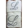 RICAMI FIORENTINI BALDI Set Asciugamani con Iniziale, Spugna di Cotone 100% 400 gr/mq, 2 Pezzi: Viso+ ospite. Idea Regalo. (Lettera L) Grigio