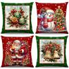 ZJILIXIA 4 Pezzi Federe Cuscini Natalizi 40x40cm,Cuscini Natalizi per Divano,Nuscino Natalizie Decorazioni,Federa per Cuscino in Lino,Copricuscino Natalizio Federe Di Natale per Cuscino Letto Divano (A)