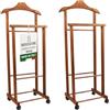 OWIJI Indossatore Appendiabiti Legno Faggio Noce Set 2 Pezzi Rotelle Servo Muto Doppio Dimensioni 45 x 30 x 95 cm Appendiabiti Vestiti Camera Letto Cabina Armadio Grezzo