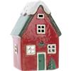 Home of Christmas Casa delle luci | Casetta per candeline | Casa delle luci | Portacandeline | Portacandele | Ceramica (Natale rosso/verde 15 x 10 x 8 cm)