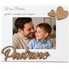 Instant Project Cornice Padrino Foto 10 x 15 Personalizzabile | Portafoto Padrino Cresima - Battesimo Bianco e Cuori in rilievo - Regalo per Occasioni Speciali, Natale, Compleanno, Onomastico e Ricorrenze