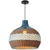 Kikioo Lampadario rustico a 1 luce in rattan, stile boho, per soggiorno, lampada a sospensione intrecciata a mano, illuminazione rustica per isola cucina e ristorante (40 cm/50 cm)