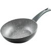 Zanetti - Durapietra, Padella Wok Induzione 24 cm, Padella Wok Antiaderente adatta anche all'Induzione, Diametro 24 cm, Colore Grigio