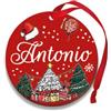 Corredino Neonato Pallina di Natale Personalizzata con Nome, Decorazione Natalizia 100% Italiana, Rosso, 8 cm (Rosso,Antonio)