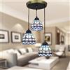Generic Lampadario in Stile Tiffany, Pastorale, a 3 luci, Lampada a Sospensione da 10 Pollici, con Foglie Verdi Vintage, Paralume in Vetro colorato, E27, luci a Sospensione per Sala da Pranzo, cucin