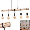 HOFSTEIN Lampada da soffitto Soungou moderna lampada da soffitto in legno/metallo naturale/nero, 5 luci, design scandinavo, 5 x E27, altezza max. 170 cm, senza lampadina