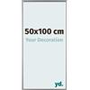 yd. Your Decoration - Cornice 50x100 cm - Argento Lucente - Decorativa Parete in Plastica con Vetro in acryl - Antiriflesso - 50x100 Cornice - Evry