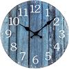 Plumeet Orologio da Parete in Legno da 25cm Orologio da Parete Senza Cornice Silenzioso - Orologio Rustico da Villaggio di Campagna Decorativo per La Cucina e La Camera da Letto, Blu