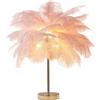 DUNMW Lampada da tavolo creativa in piuma di struzzo rosa lampada da comodino elegante paralume illuminazione notturna da tavolo per soggiorno camera da letto decorazione della casa, plug-in