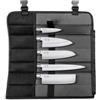 KAI Wasabi Black custodia per coltelli attrezzata - Coltello multiuso 10 cm, Deba 15 cm, Nakiri 16,5 cm, Santoku 16,5 cm, Yanagiba 21 cm - acciaio inossidabile 6A/1K6 lucidato 58 (±1) HRC manico nero