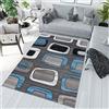 TAPISO Maya Tappeto Soggiorno Pelo Corto Design Moderno Motivo Astratto Geometrico Quadrati Irregolari Nero Grigio Blu Camera da Letto Cameretta Ufficio Salotto Oeko-Tex 200 x 300 cm