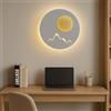 TEKHOME Applique da Muro LED 16W Design Rotondo con Motivo Montagna e Sole, 3000K-6500K, Bianco/Nero, Lampada da Parete Moderna per Camera da Letto Soggiorno Corridoio E48 (BIANCO)